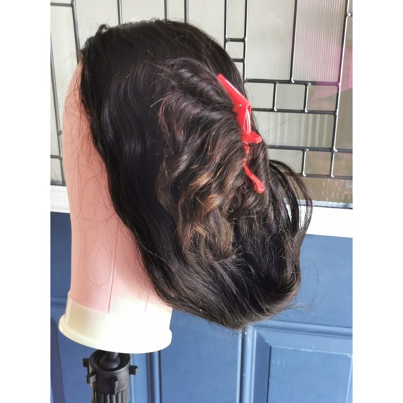 High Quality Sexy 26''' Virgin Human Hair Front Lace Wig 1B